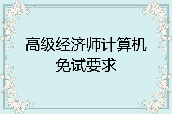 高级经济师计算机免试要求