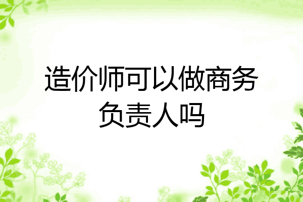 造价师可以做商务负责人吗
