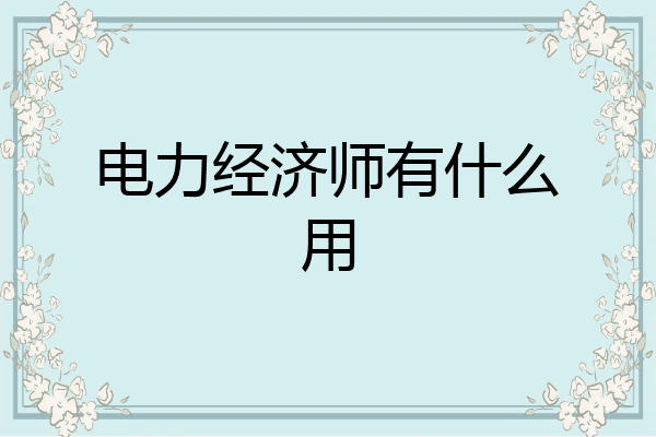 电力经济师有什么用