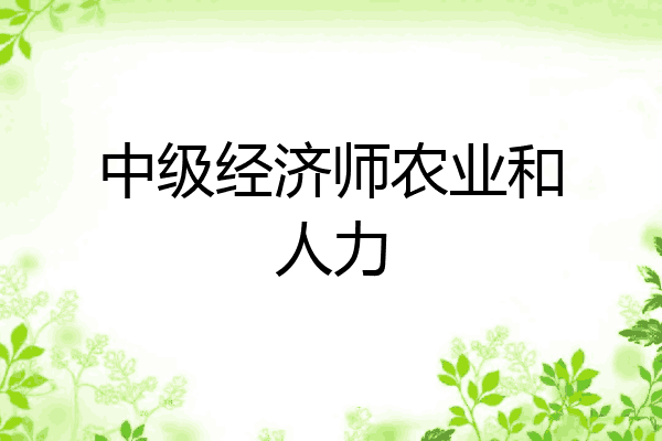 中级经济师农业和人力