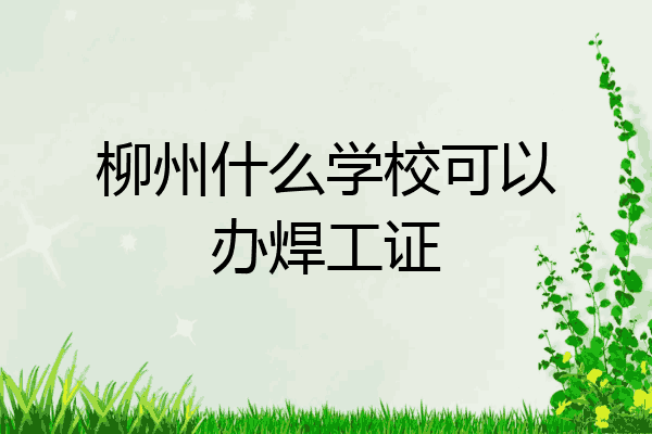 柳州什么学校可以办焊工证
