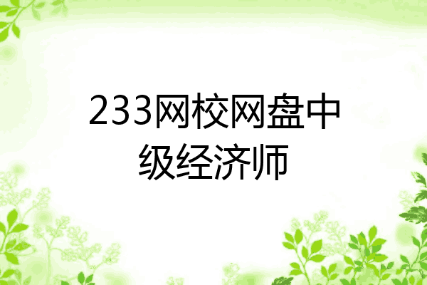 233网校网盘中级经济师