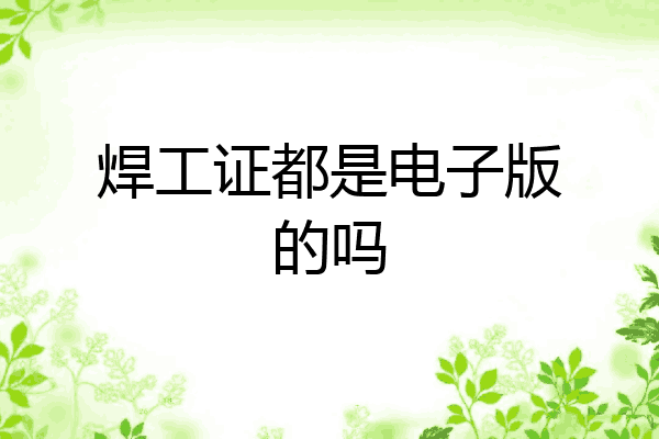 焊工证都是电子版的吗