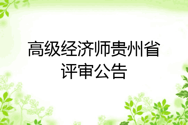 高级经济师贵州省评审公告