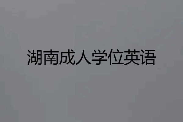 湖南成人学位英语