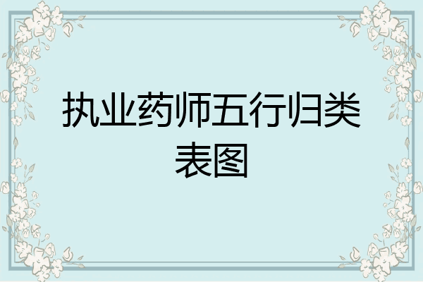 执业药师五行归类表图