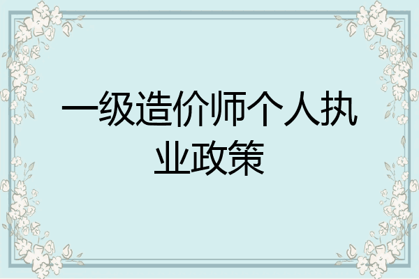 一级造价师个人执业政策