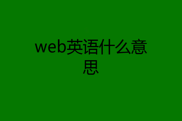 web英语什么意思