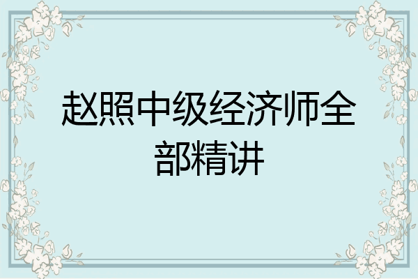 赵照中级经济师全部精讲