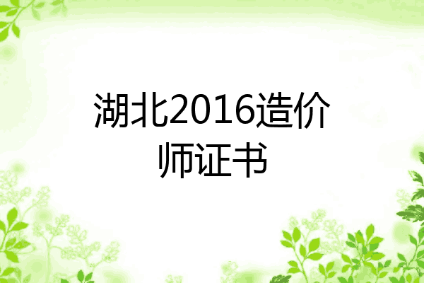 湖北2016造价师证书