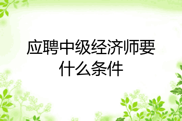 应聘中级经济师要什么条件