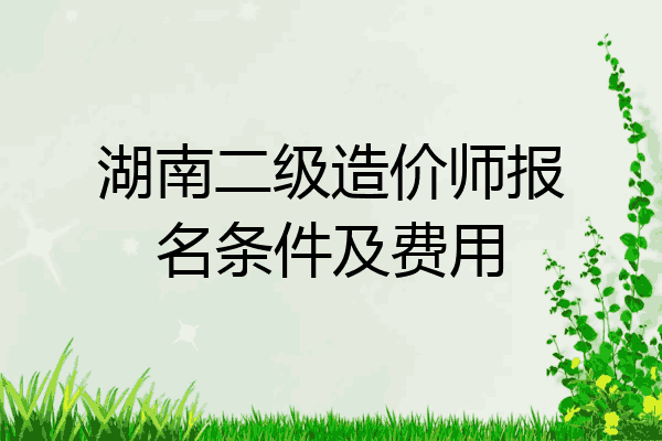 湖南二级造价师报名条件及费用
