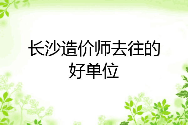 长沙造价师去往的好单位