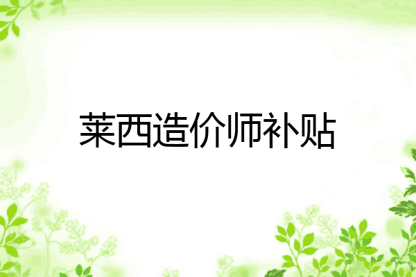 莱西造价师补贴