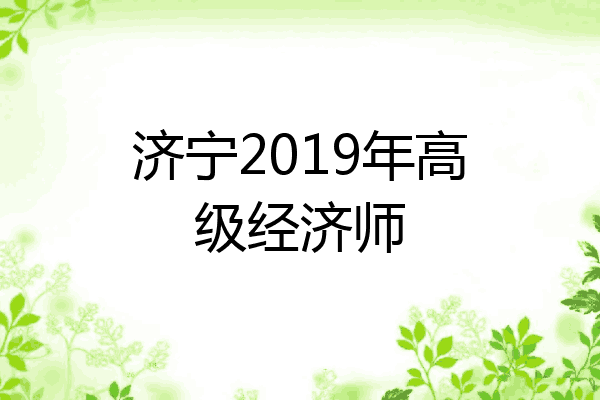 济宁2019年高级经济师