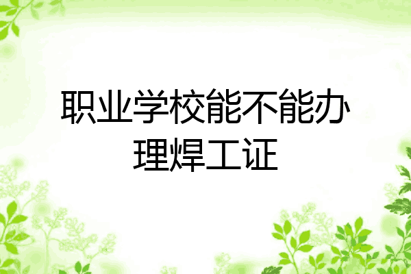 职业学校能不能办理焊工证