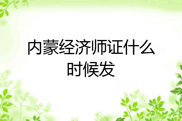 内蒙经济师证什么时候发