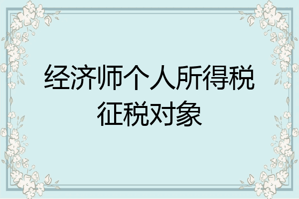 经济师个人所得税征税对象