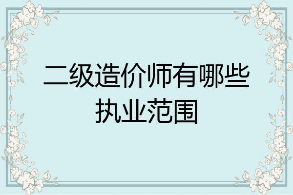 二级造价师有哪些执业范围