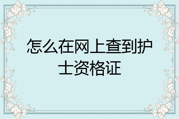 怎么在网上查到护士资格证