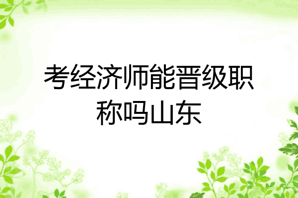 考经济师能晋级职称吗山东