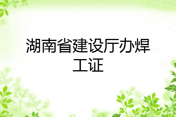 湖南省建设厅办焊工证