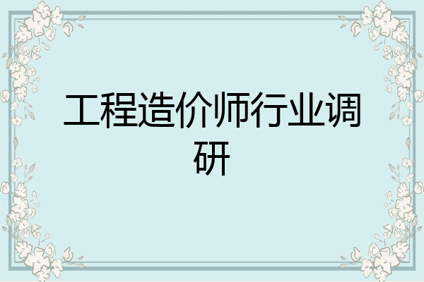 工程造价师行业调研