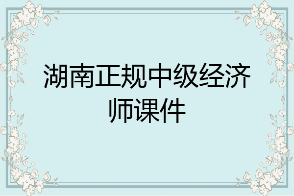 湖南正规中级经济师课件