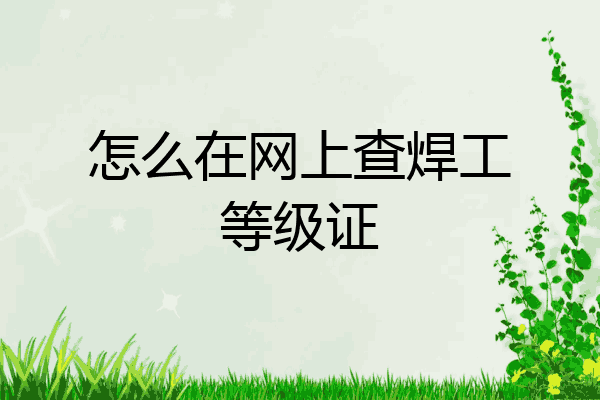 怎么在网上查焊工等级证