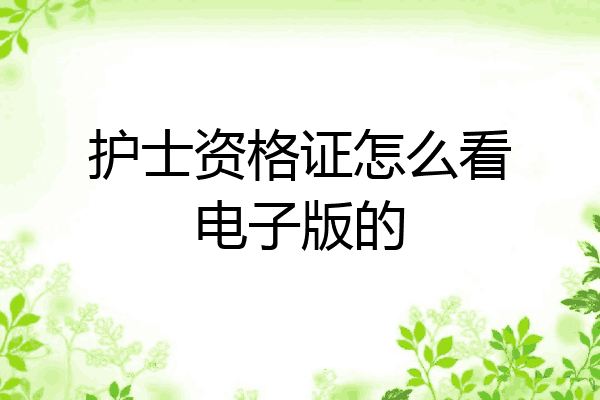 护士资格证怎么看电子版的