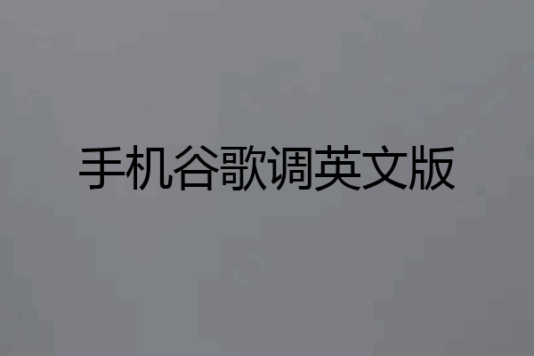 手机谷歌调英文版