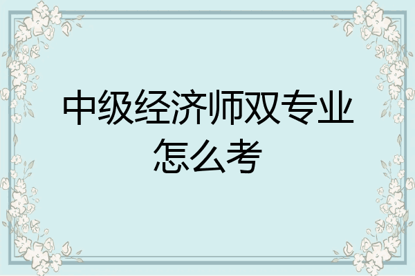 中级经济师双专业怎么考