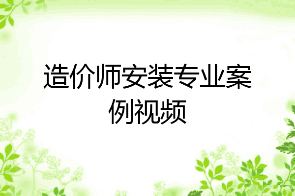 造价师安装专业案例视频