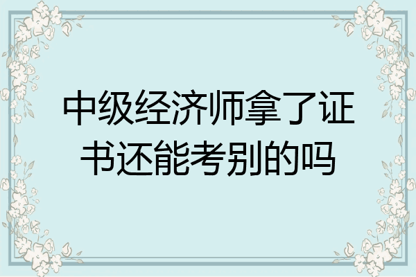 中级经济师拿了证书还能考别的吗
