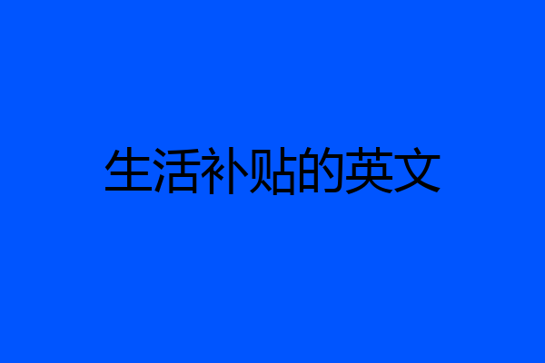 生活补贴的英文