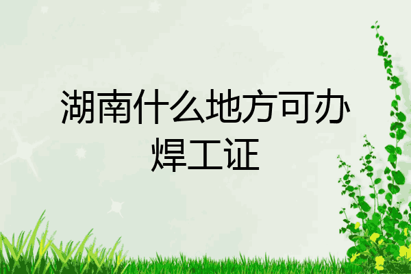 湖南什么地方可办焊工证