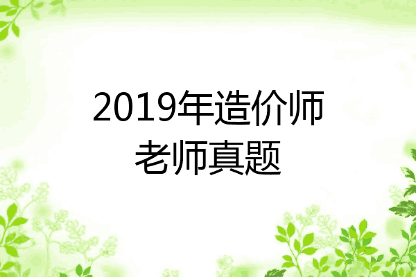2019年造价师老师真题