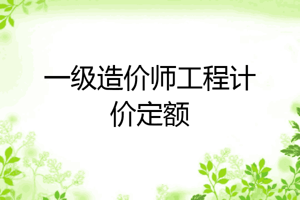 一级造价师工程计价定额