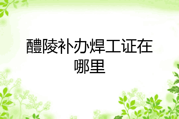 醴陵补办焊工证在哪里