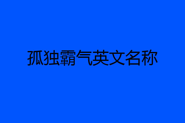 孤独霸气英文名称