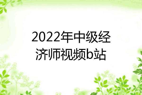2022年中级经济师视频b站
