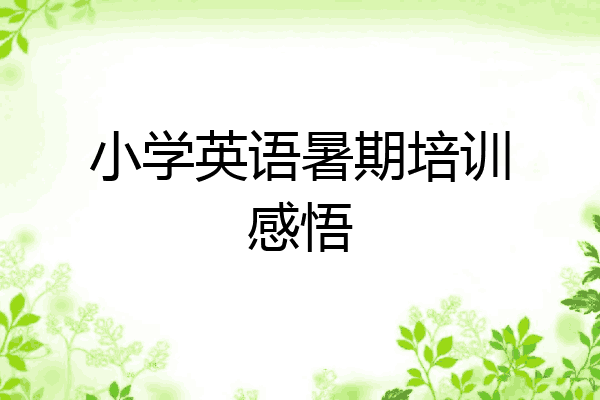 小学英语暑期培训感悟