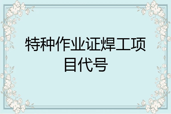 特种作业证焊工项目代号