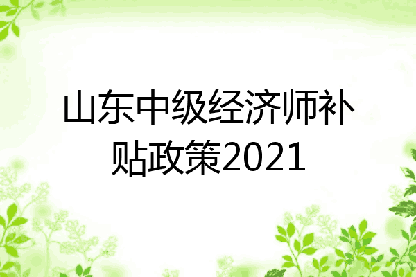 山东中级经济师补贴政策2021