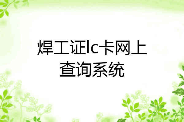 焊工证lc卡网上查询系统