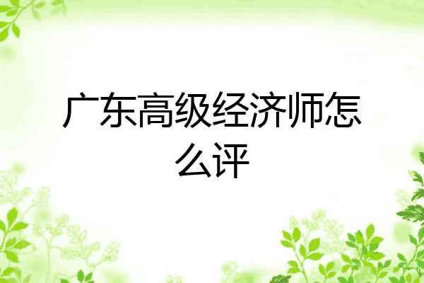 广东高级经济师怎么评