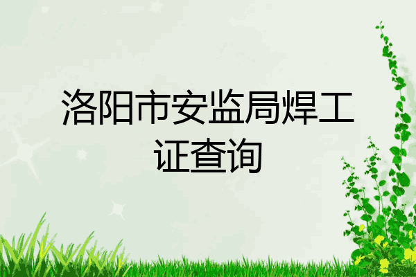 洛阳市安监局焊工证查询