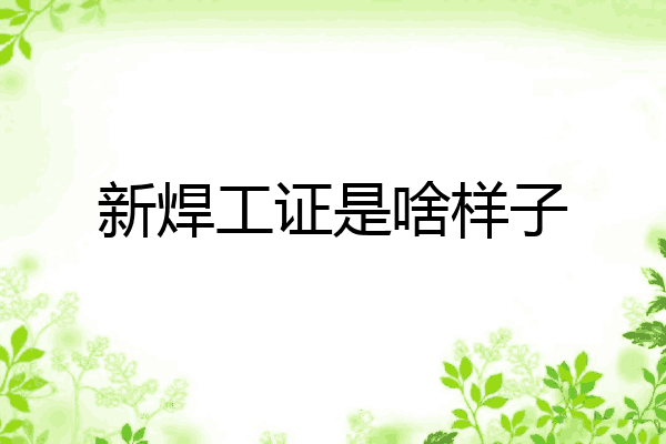 新焊工证是啥样子