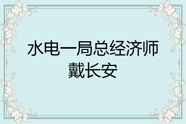 水电一局总经济师戴长安