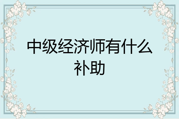 中级经济师有什么补助